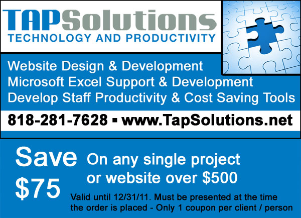 tap solutions, coupon, promotion, excel, website, office automation, access